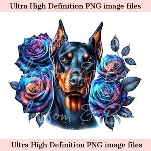 Digital Doberman PNG Galaxy PNG - Lindo perro doberman PNG Descarga instantánea para peluquero de perros y regalo de sublimación de camisa vintage para mamá perro