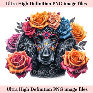 Digital Standard Pudel PNG Tag der Toten png - Süßer Pudel Hund PNG Sofort-Download für Halloween-Shirt Sublimation Clip Art für Hunde Mutter