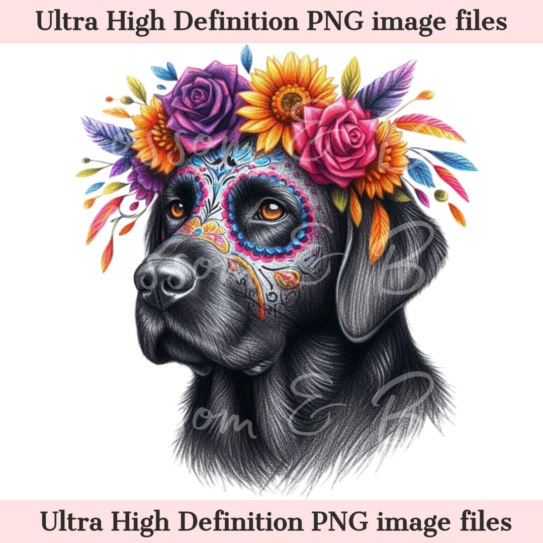 Digital Labrador Retriever PNG Day of the Dead - Beautiful Hunting Dog ...