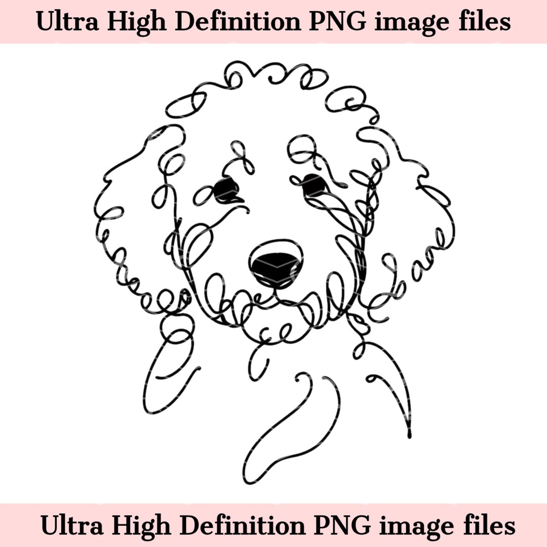 Digital Sketch Line Goldendoodle PNG File Beautiful Ink Line Art ...