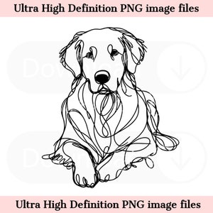 Croquis numérique ligne Golden Retriever fichier PNG belle encre dessin au trait art mural minimal - téléchargement instantané PNG pour sublimation - artisanat de maman de chien