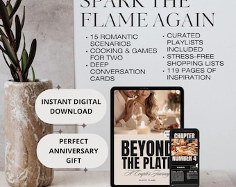 Date Night Guide & Cookbook | 15 Romantic Dinner Scenarios, Games | Couples Conversation Cards | Anniversary Gift for Her | Digital Download