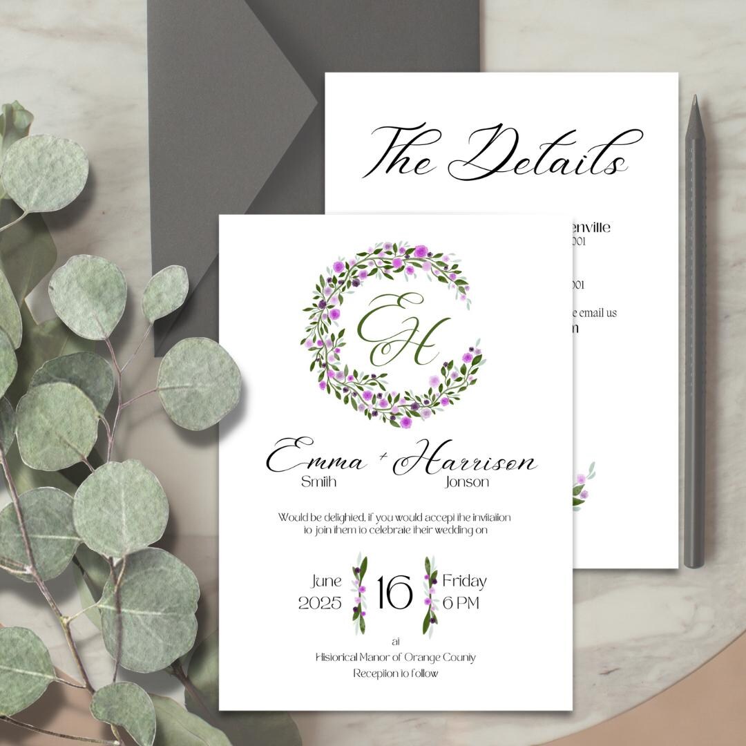 Instant Download Wedding / Party Invitation / Flower Crown /