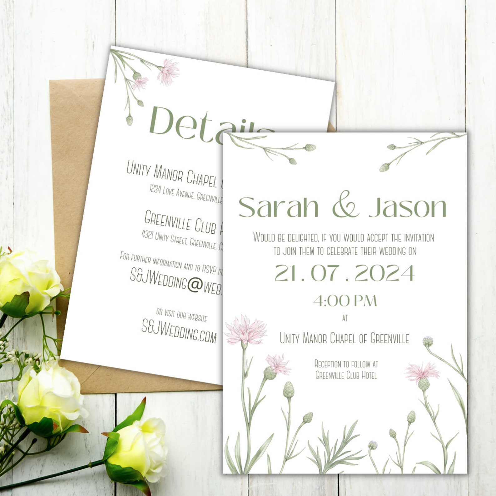 Instant Download Wedding / Party Invitation / Flower / Garden