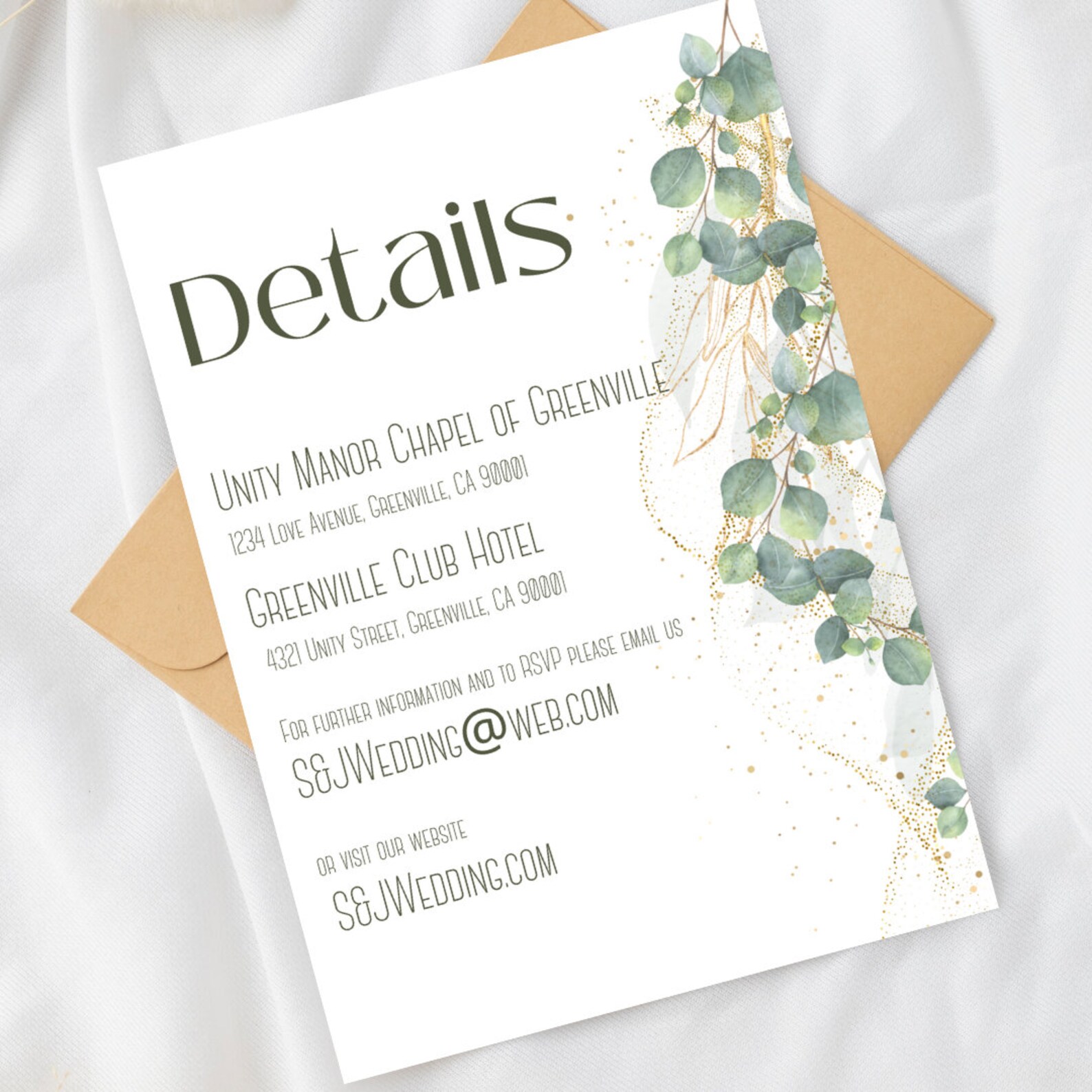 Instant Download Wedding / Party Invitation / Green / Gold