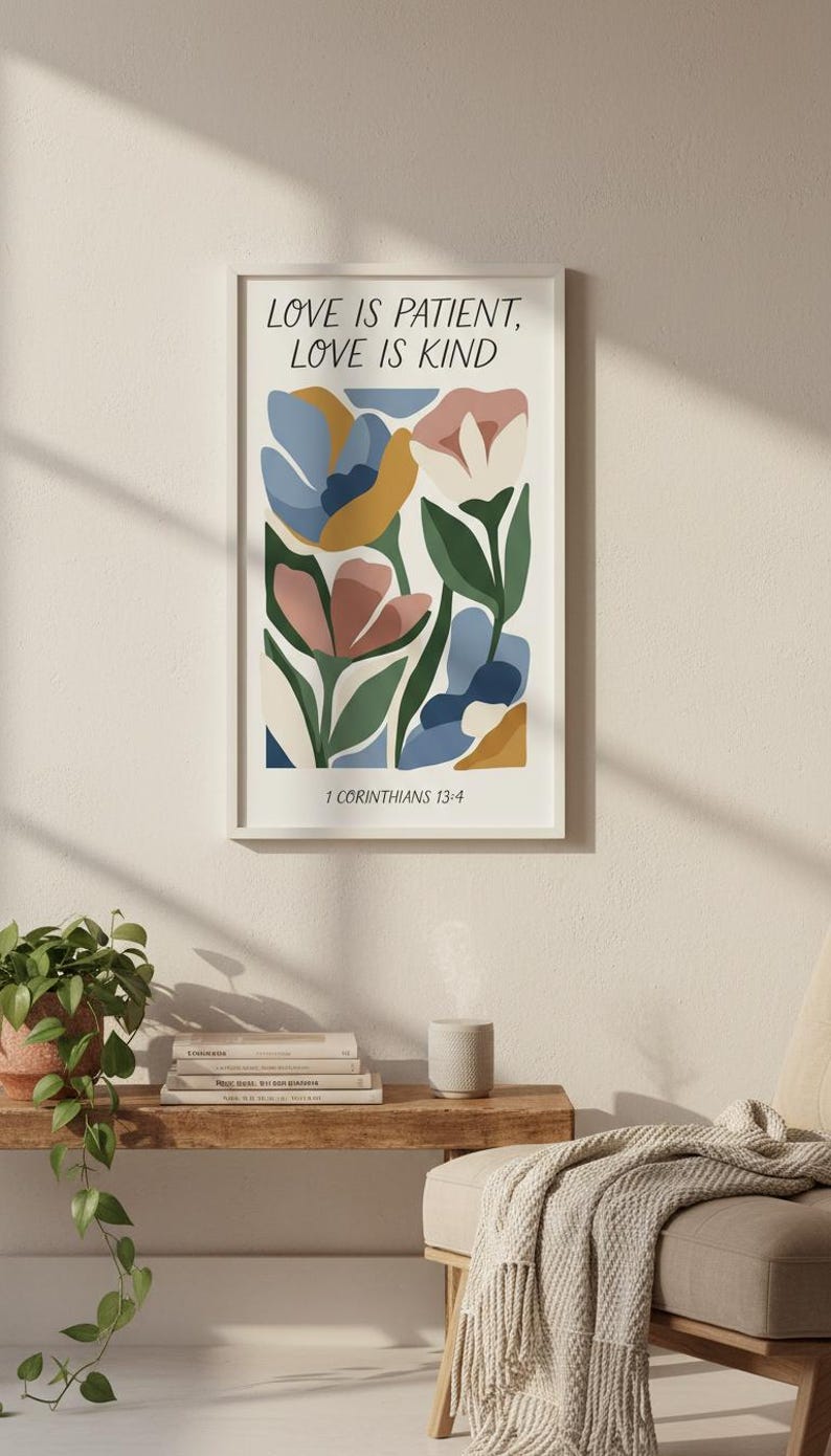 Love is Patient Love is Kind Bible Verse Wall Art 1 Corinthians 13:4 ...