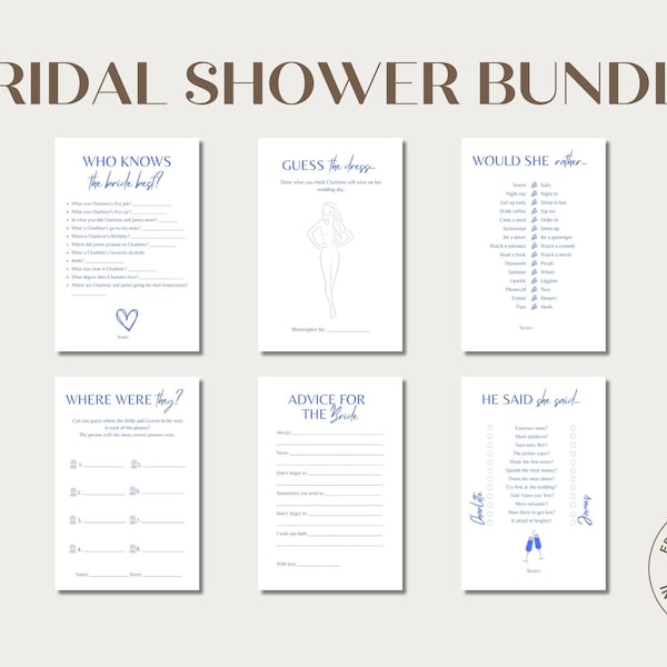 Something Blue Bridal Shower Games bundle | Kitchen Tea Games | Bridal Games - Digital Design ONLY