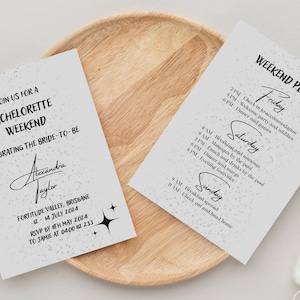 Glitz & Glam Hens Weekend Invite and Itinerary | Glitz and Glam Bachelorette Weekend Itinerary  - DIGITAL DESIGN ONLY