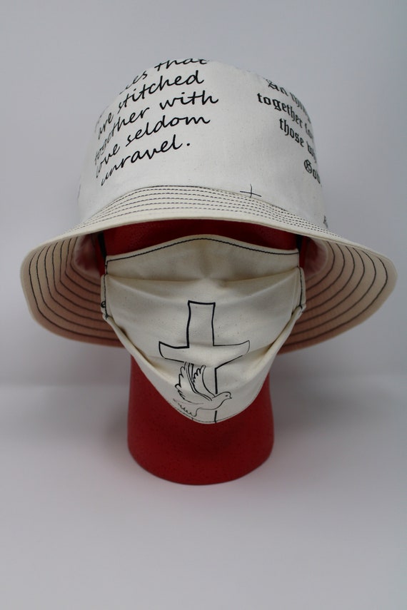 Reversible Bucket Hat With Mask and Scrunchies(2) (unisex  display picture 2