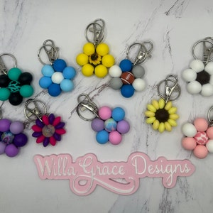 Custom Flower Silicone Beaded Keychains - Handcrafted Live on TikTok