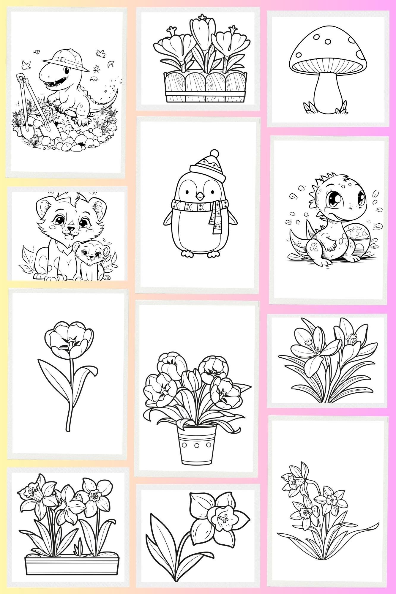60 Kids Coloring Pages - Etsy