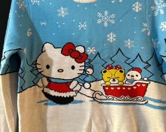 Sanrio Hello Kitty Weihnachten Urlaub Weihnachten Nostalgie Pullover Damen KLEIN