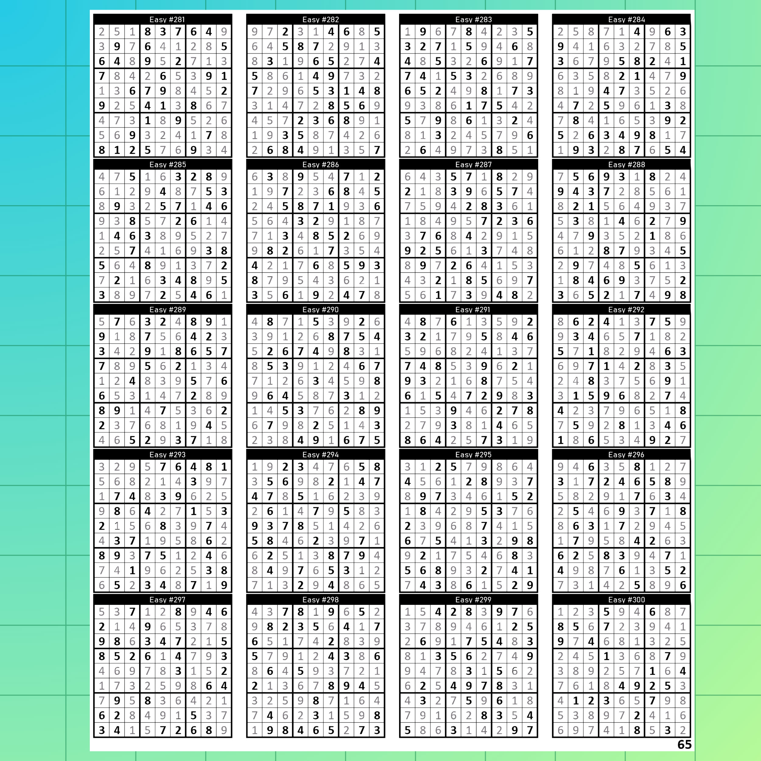 Easy Sudoku Puzzles - 300 Puzzles - 6 per Page - Solutions Included - 8 ...