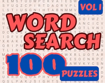 100 Rompecabezas de búsqueda de palabras (temáticos) Vol 1 / 100 páginas imprimibles para niños y adultos/ Soluciones incluidas / Páginas imprimibles / Descarga instantánea