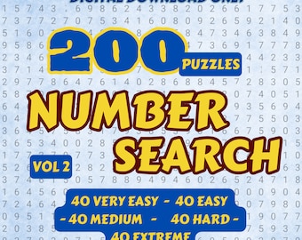 200 Zahlensuchrätsel für Kinder und Erwachsene - Band 2 | Druckbare Seiten | Sofortiger Download PDF | Lösungen enthalten
