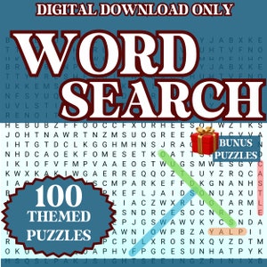 100 thematische Wortsuchrätsel + Bonus | 100 druckbare Seiten für Kinder und Erwachsene | Enthaltene Lösungen | Druckbare Seiten | Sofort Download