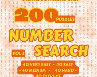 200 Zahlensuchrätsel für Kinder und Erwachsene - Band 3 | Druckbare Seiten | Sofortiger Download PDF | Lösungen enthalten