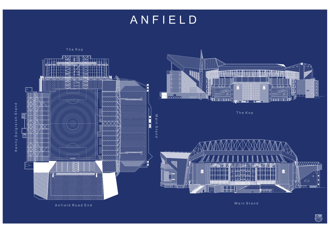 Anfield Stadium Blueprint Art Print: Liverpool FC Gift - Etsy