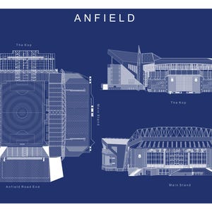 Liverpool Stadium | Blueprint | Anfield Stadium Print | Soccer Fan Gift | Liverpool Wall Art | Anfield Stadium