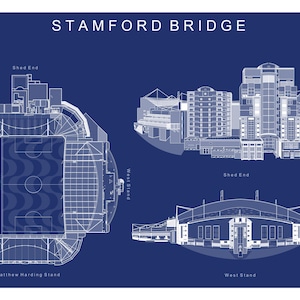 Chelsea FC Poster Gift | The Bridge Football Stadium Print | Chelsea Poster | Gift for Him Her | Stamford Bridge Poster
