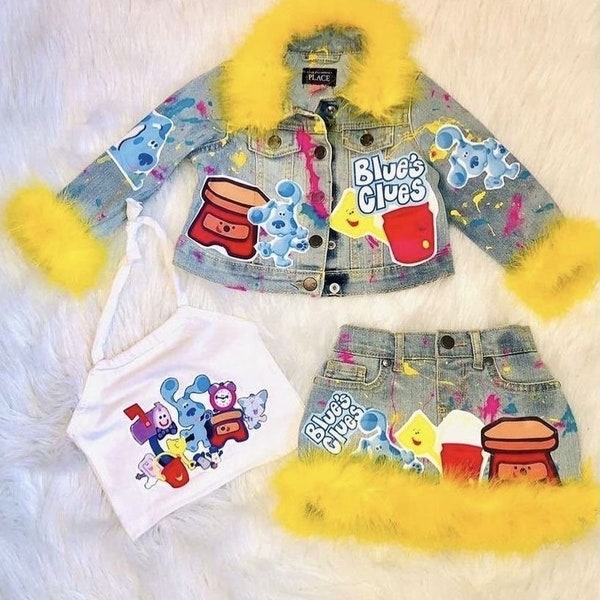 Kids bday overalls character themed outfit for kids denim dress custom outfit for kids