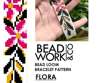 Bead loom Pattern - FLORA Design - Loom Bracelet - PDF Instant Download