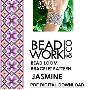 Bead loom Pattern - JASMINE Design - Loom Bracelet - PDF Instant Download