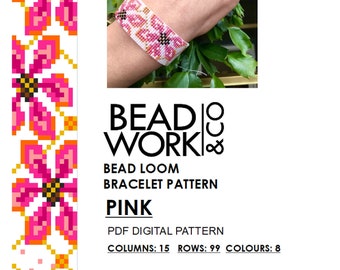 Bead loom Pattern - PINK Design - Loom Bracelet - PDF Instant Download