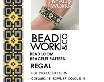 Bead loom Pattern - REGAL Design - Loom Bracelet - PDF Instant Download