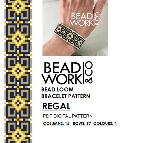 Bead loom Pattern - REGAL Design - Loom Bracelet - PDF Instant Download