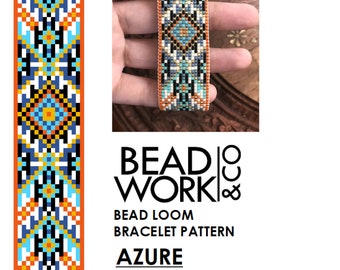 Bead loom Pattern AZURE Design - Loom Bracelet - PDF Instant Download