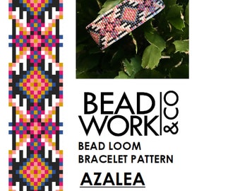 Bead loom Pattern - AZALEA Design - Loom Bracelet - PDF Instant Download