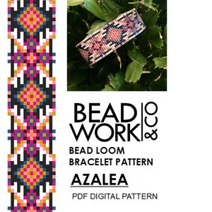 Bead loom Pattern - AZALEA Design - Loom Bracelet - PDF Instant Download