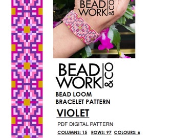 Bead loom Pattern - VIOLET Design - Loom Bracelet - PDF Instant Download