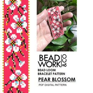 Bead loom Pattern - PEAR BLOSSOM Design - Loom Bracelet - PDF Instant Download
