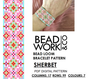 Bead loom Pattern - SHERBET Design - Loom Bracelet - PDF Instant Download