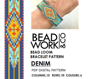 Bead loom Pattern - DENIM Design - Loom Bracelet - PDF Instant Download