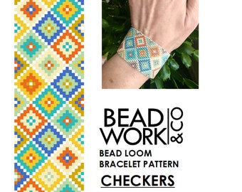 Bead loom Pattern - CHECKERS Design - Loom Bracelet - PDF Instant Download