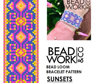 Bead loom Pattern - SUNSETS Design - Loom Bracelet - PDF Instant Download