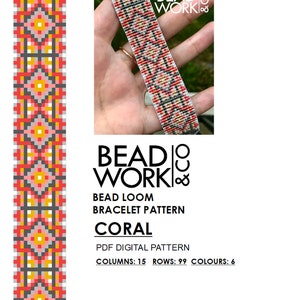 Bead loom Pattern - CORAL Design - Loom Bracelet - PDF Instant Download