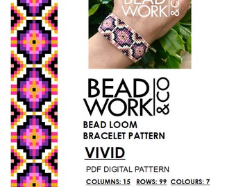 Bead loom Pattern - VIVID Design - Loom Bracelet - PDF Instant Download