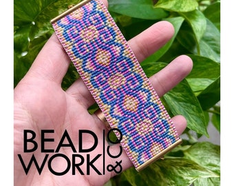 Sunsets Beadloom Bracelet with sliding bead / Miyuki Delica Beaded Bracelet 11/0