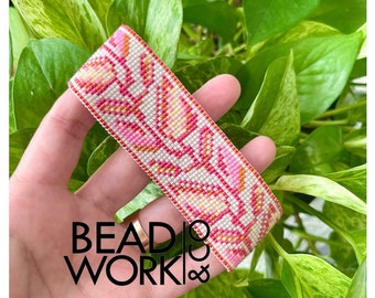 Summer Leaves Beadloom Bracelet with sliding bead closure / Miyuki Delica Beaded Bracelet 11/0