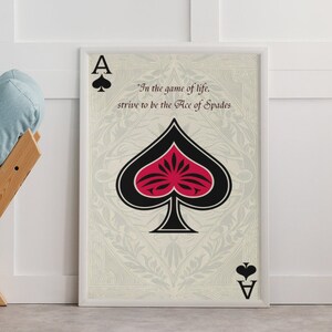 Ace Of Spades Wall Art, Retro Playing Card Wall Art, Cita inspiradora, Decoración de pared de estilo vintage, Póster de moda, Descarga digital -152
