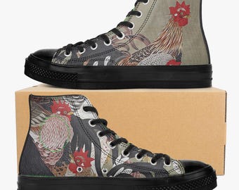 Zapatos Majestic Rooster | Zapatos de lona de caña alta - Negro