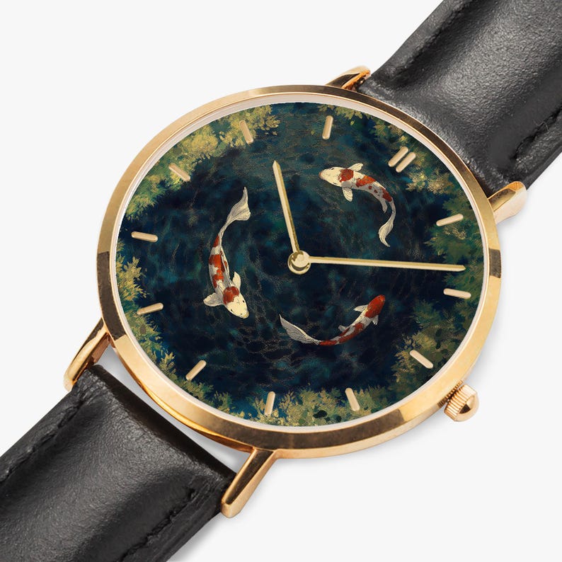 Tranquil Koi Ultra-Thin Leather Strap Quartz Watch image 6