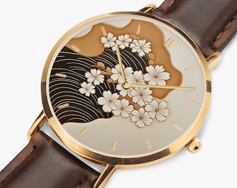 Blossom Waves - Ultra-Thin Leather Strap Quartz Watch
