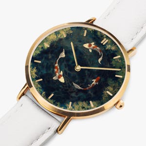 Tranquil Koi Ultra-Thin Leather Strap Quartz Watch image 7