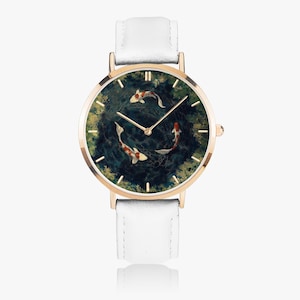 Tranquil Koi Ultra-Thin Leather Strap Quartz Watch image 5