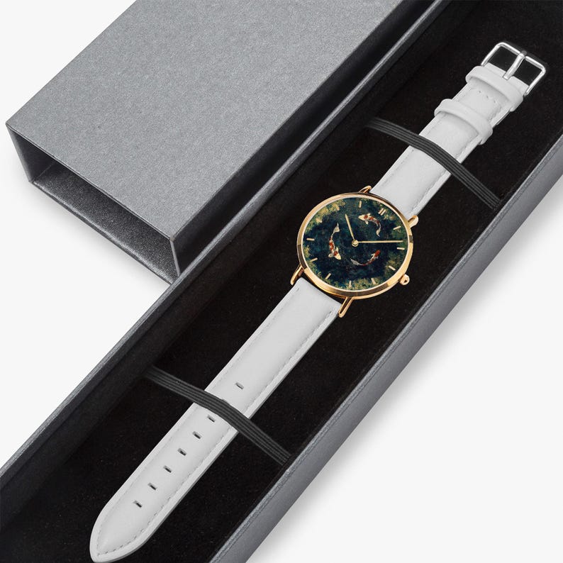 Tranquil Koi Ultra-Thin Leather Strap Quartz Watch image 10